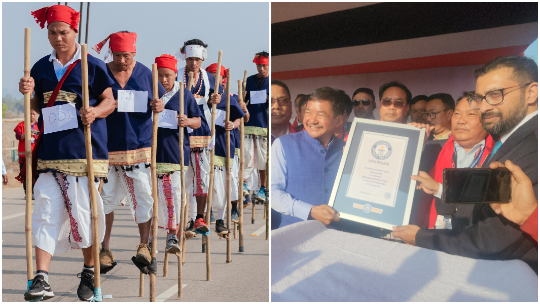 Karbi Anglong Autonomous Council achieves longest moving line of people walking on stilts