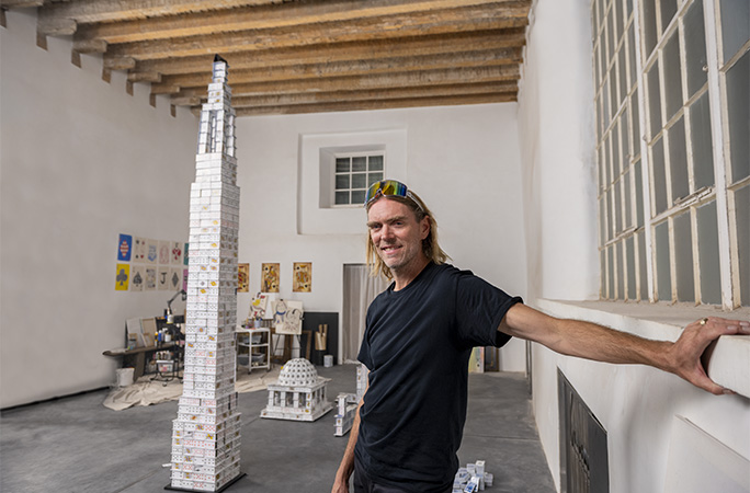 Bryan with the house of cards