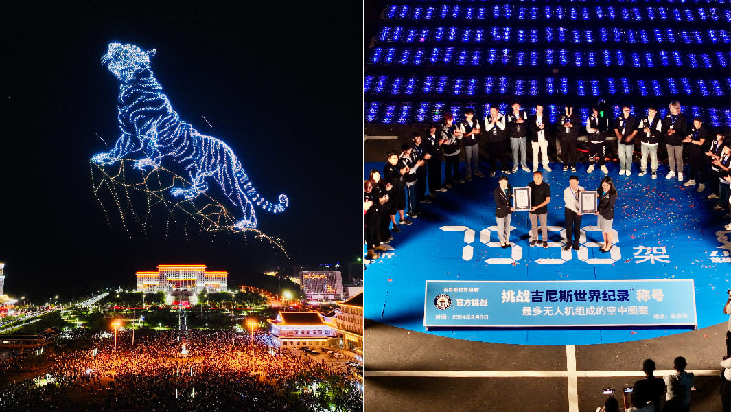 split image of drones tiger and GWR certificate presentation