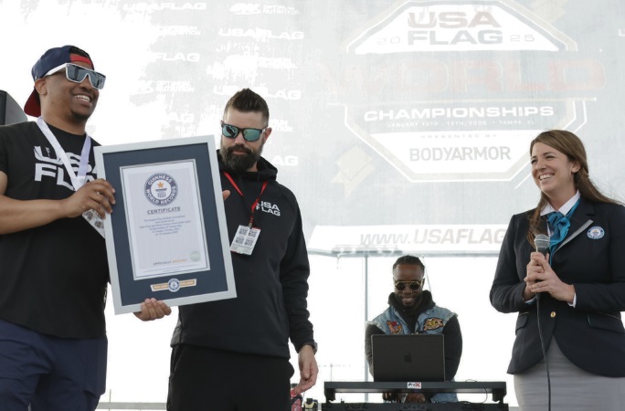 Certificate presentation for largest flag football tournament