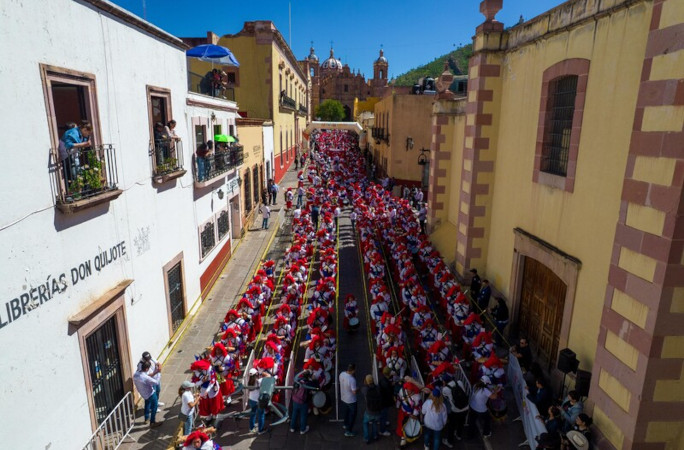 Participants walking down the street