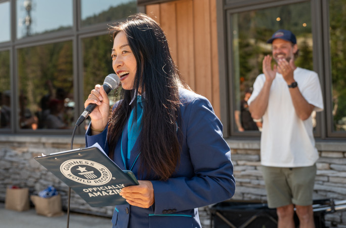 Tina announcing the record