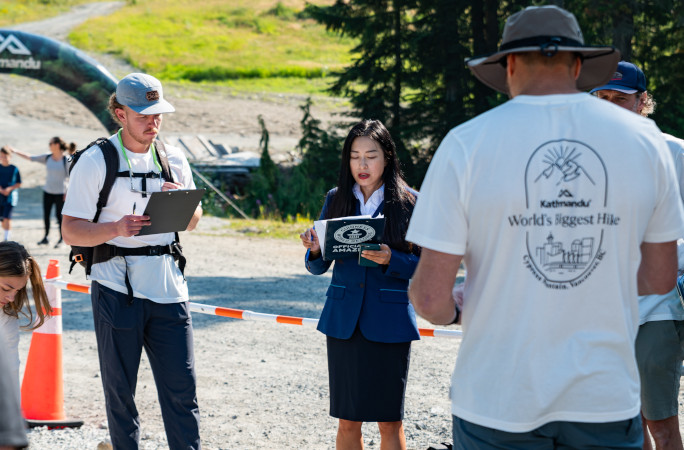 Tina talking to event organizers