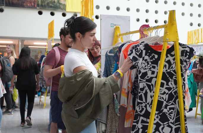 Woman shopping at the rack