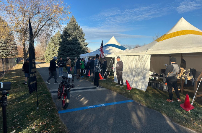 The tent where he makes pit stops