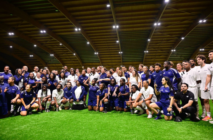 The team posing for a photo