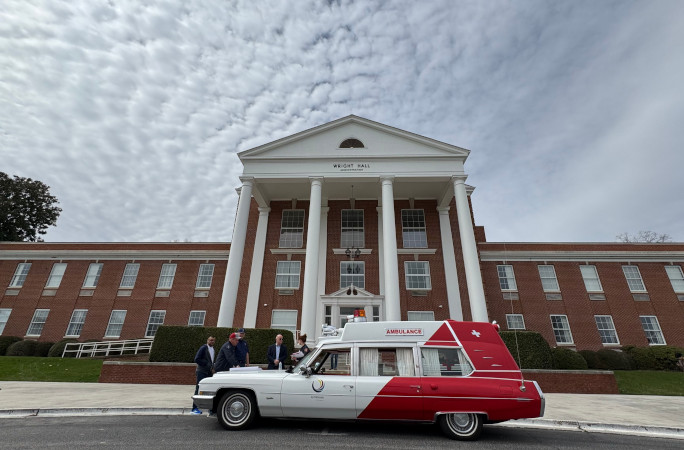 Ambulance in front of a hotel in Hollywood Florida