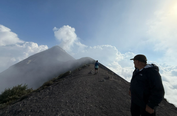 Jaime staring at a peak