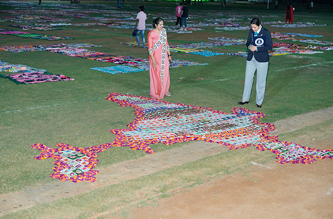 small crochet squares form a sentence in record breaking display