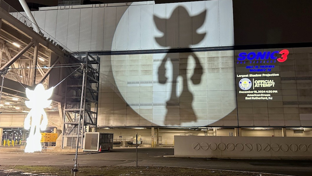 Projection of Shadow the Hedgehog on the mall
