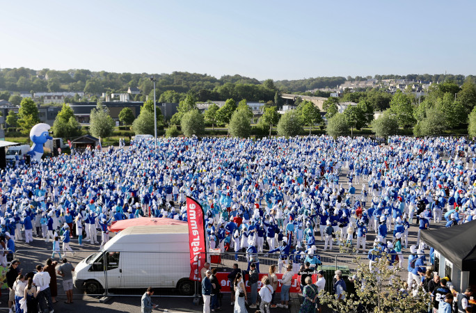 Aerial shot of thousands of Smurfs