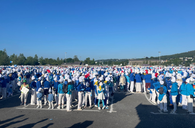 Smurfs lined up for the attempt