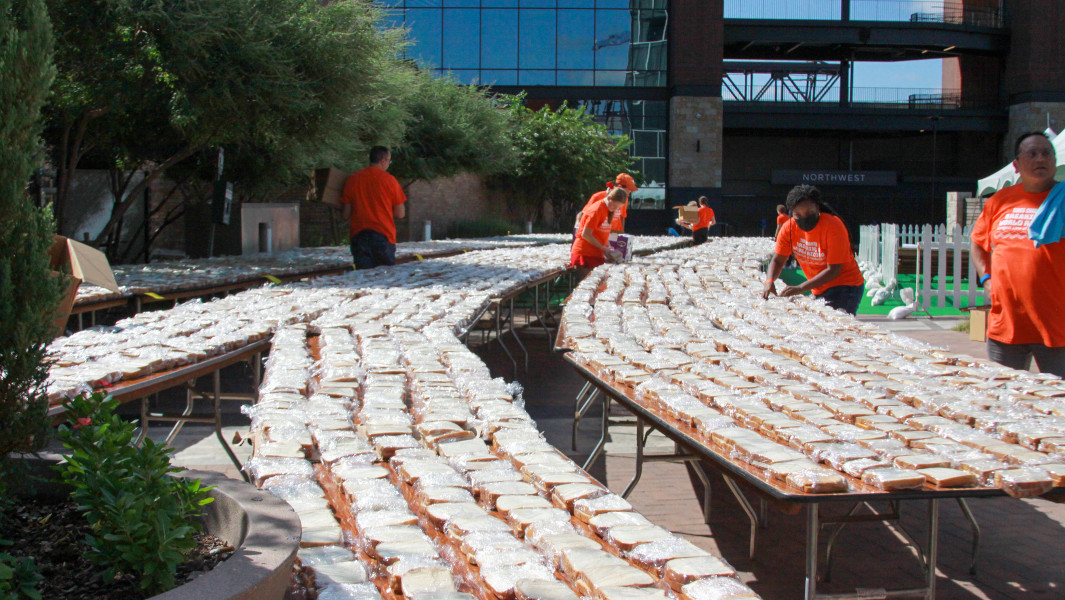 Line of sandwiches