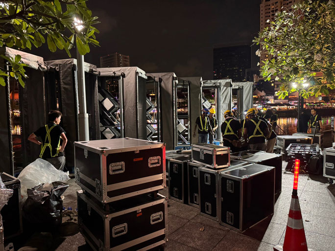 Projection equipment being set up for SG60