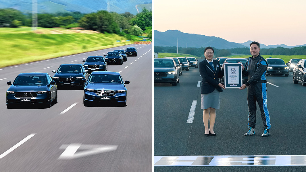 Split header image of cars during event and a certification presentation