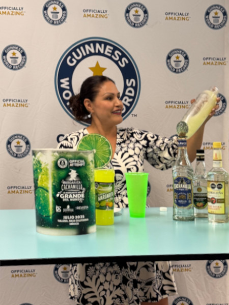 Faviola shaking the margarita