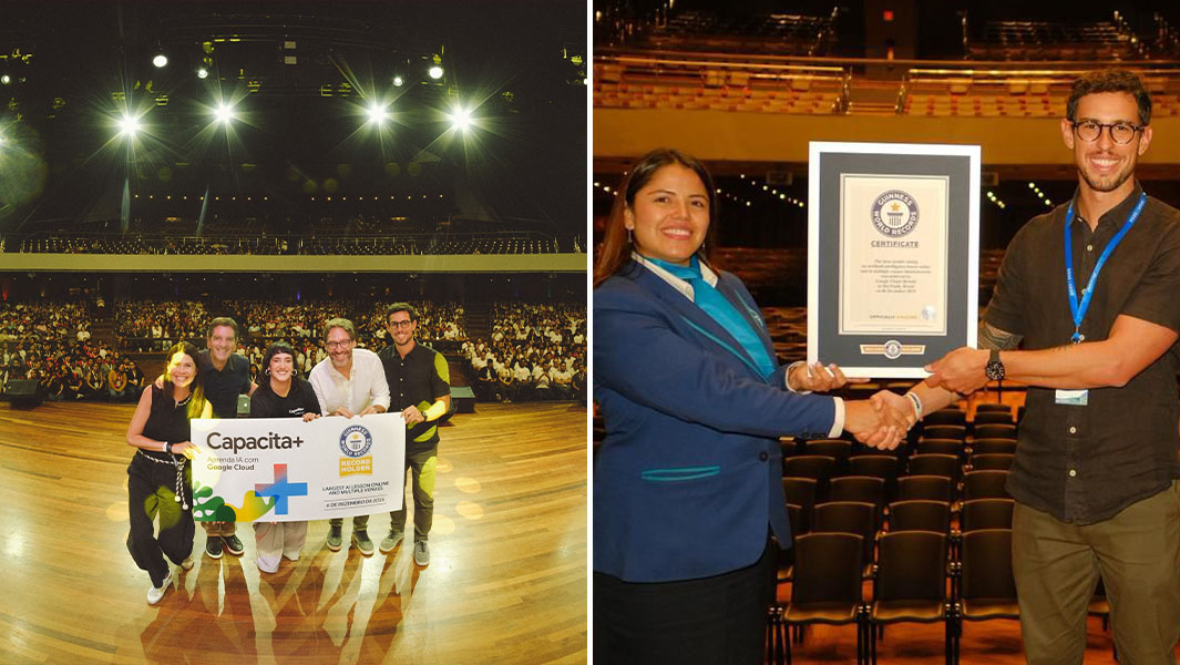 Split header image of GWR Adjudicator giving award and the full crowd 