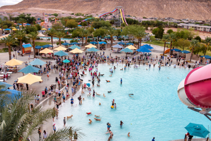 Drone shot of the full water park