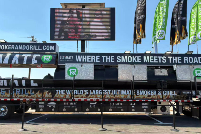 Closeup of the large screen on the truck