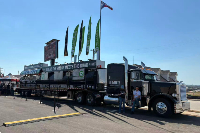 Full shot of the truck in the parking lot