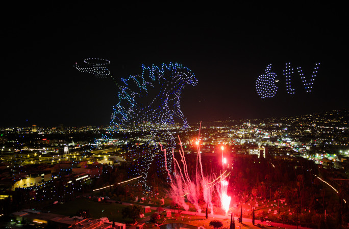 Drone Godzilla making a firey explosion