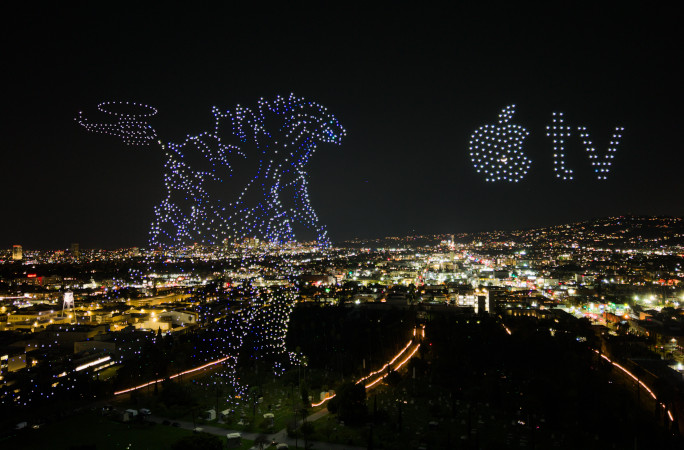 Drone Godzilla next to the Apple TV logo
