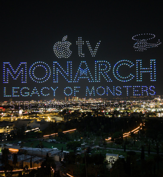 Monarch title card made by drones in the sky