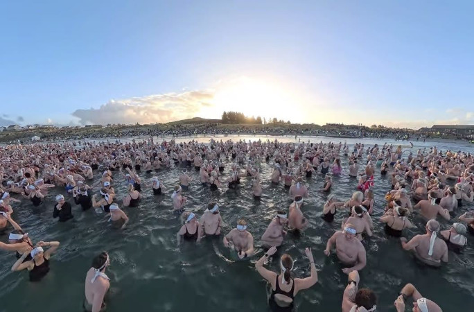 People swimming in the North Sea