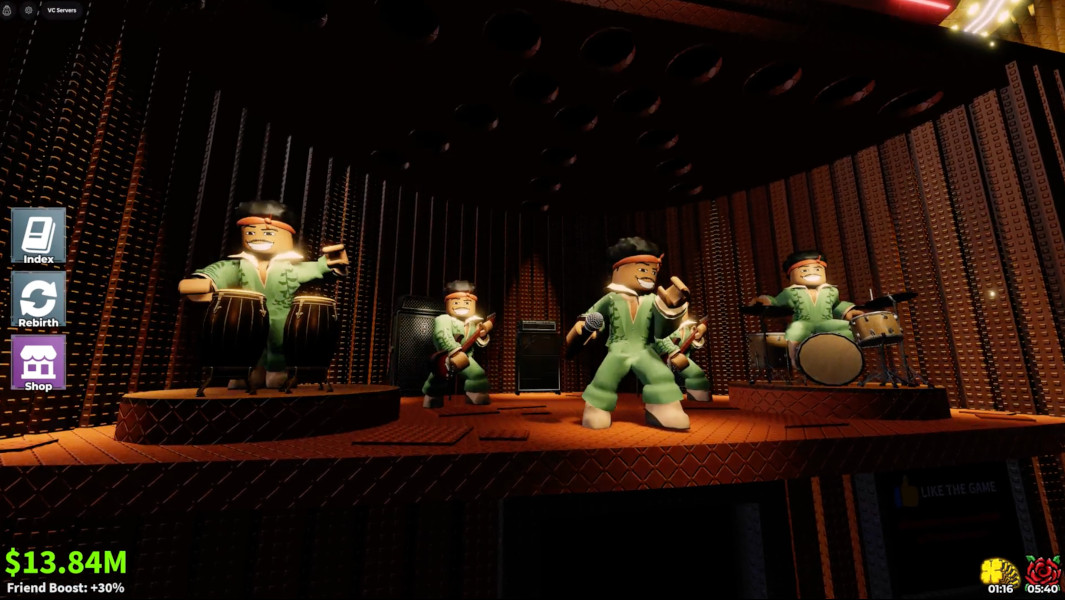 Bruno Mars' avatar performing on Roblox