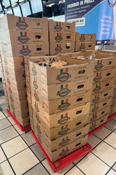 Boxes of bread for the sandwiches