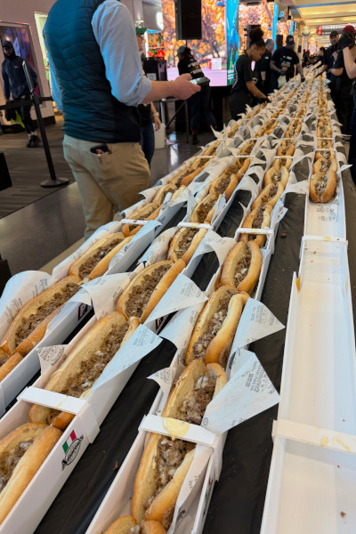 Vertical shot of the cheesesteaks