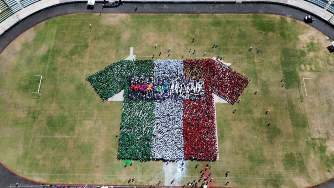 Drone shot of the human shirt from above
