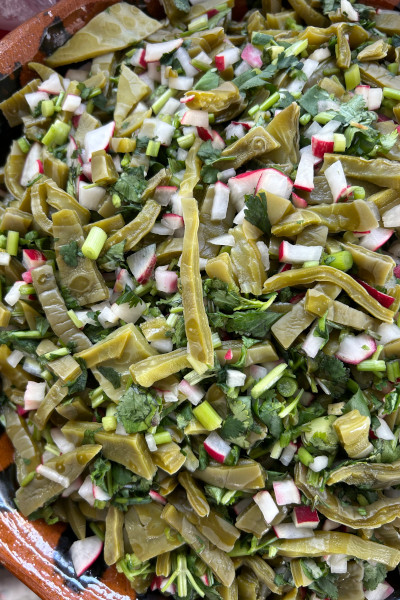 Closeup of the nopales salad