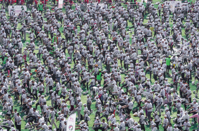 Closeup of soccer players in white Tshirts