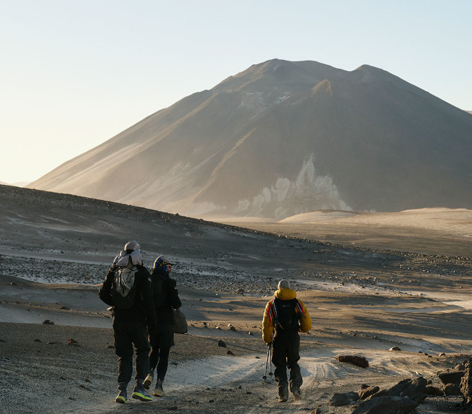 Running in the direction of the volcano