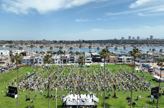 Drone shot of the swing dance lesson