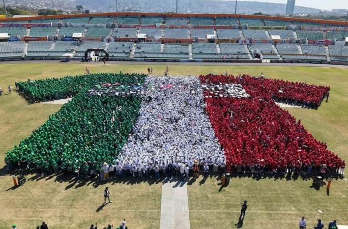 Photo of the Mexican shirt formed by humans