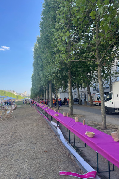 The table being set up before the event at Les Invalides