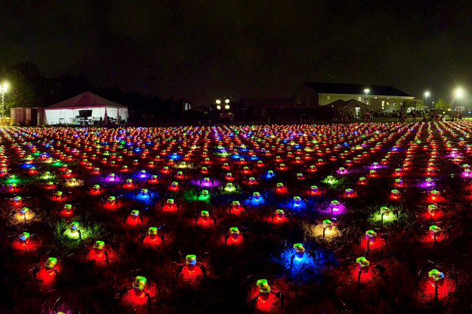 The drones on the ground before the show