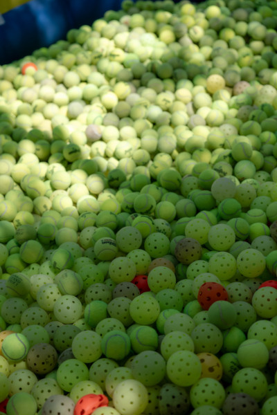 Closeup of the balls in a pile