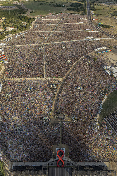 Drone shot of Tor Vergata concert daylight
