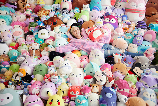 Sabrina with her squishmallows