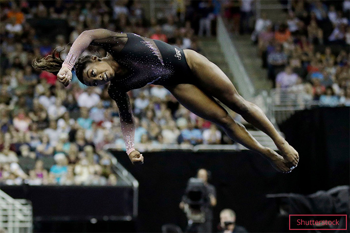 Simone performing her first triple double