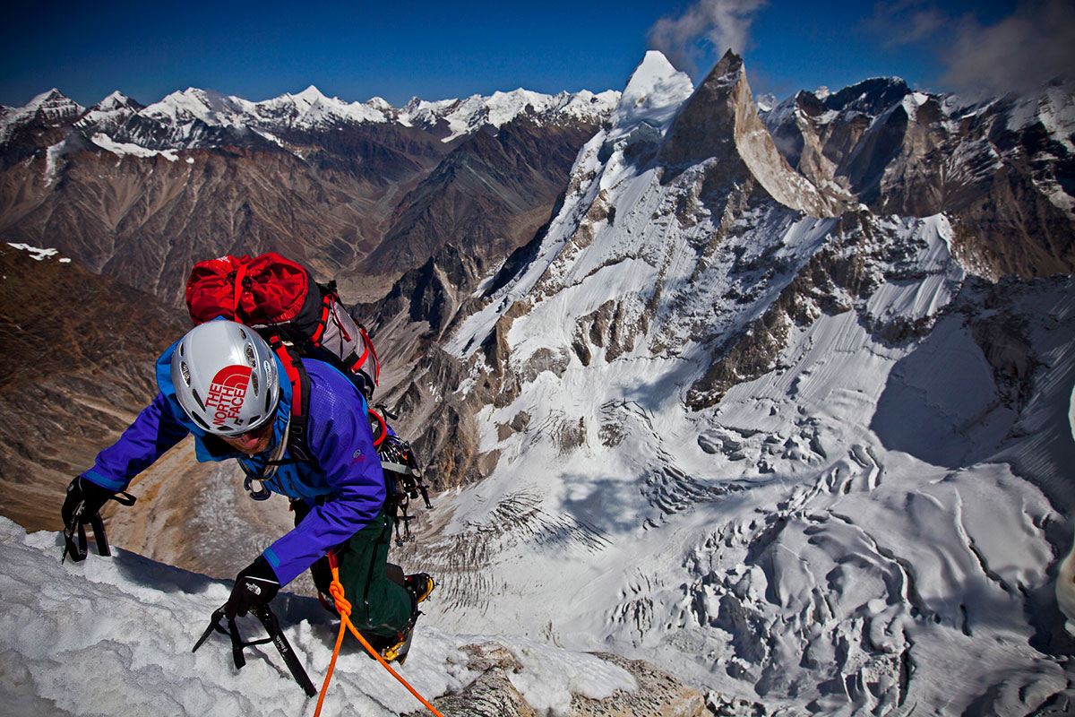 Mountain climber on the Meru Peak