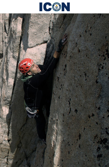 Erik climbing and looking up