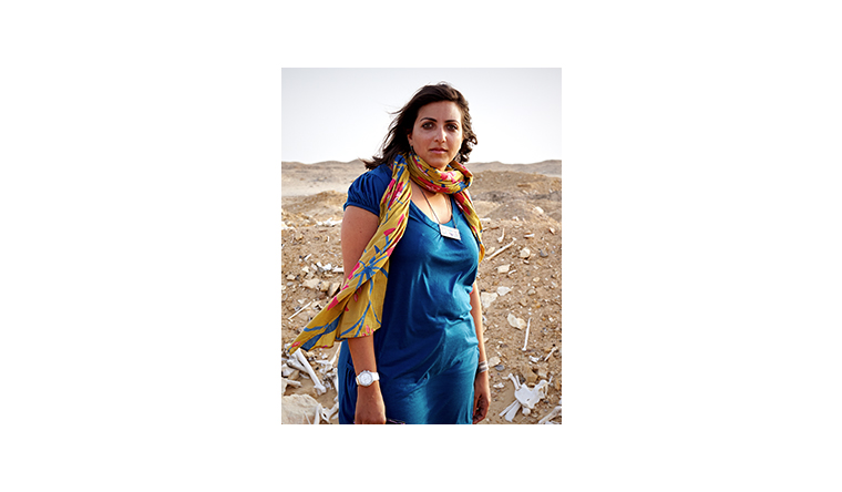 Egyptologist Dr Monica Hanna at the Abusir archaeological site