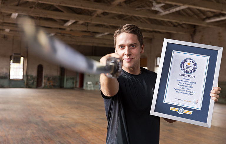 Most samurai swords juggled | Guinness World Records